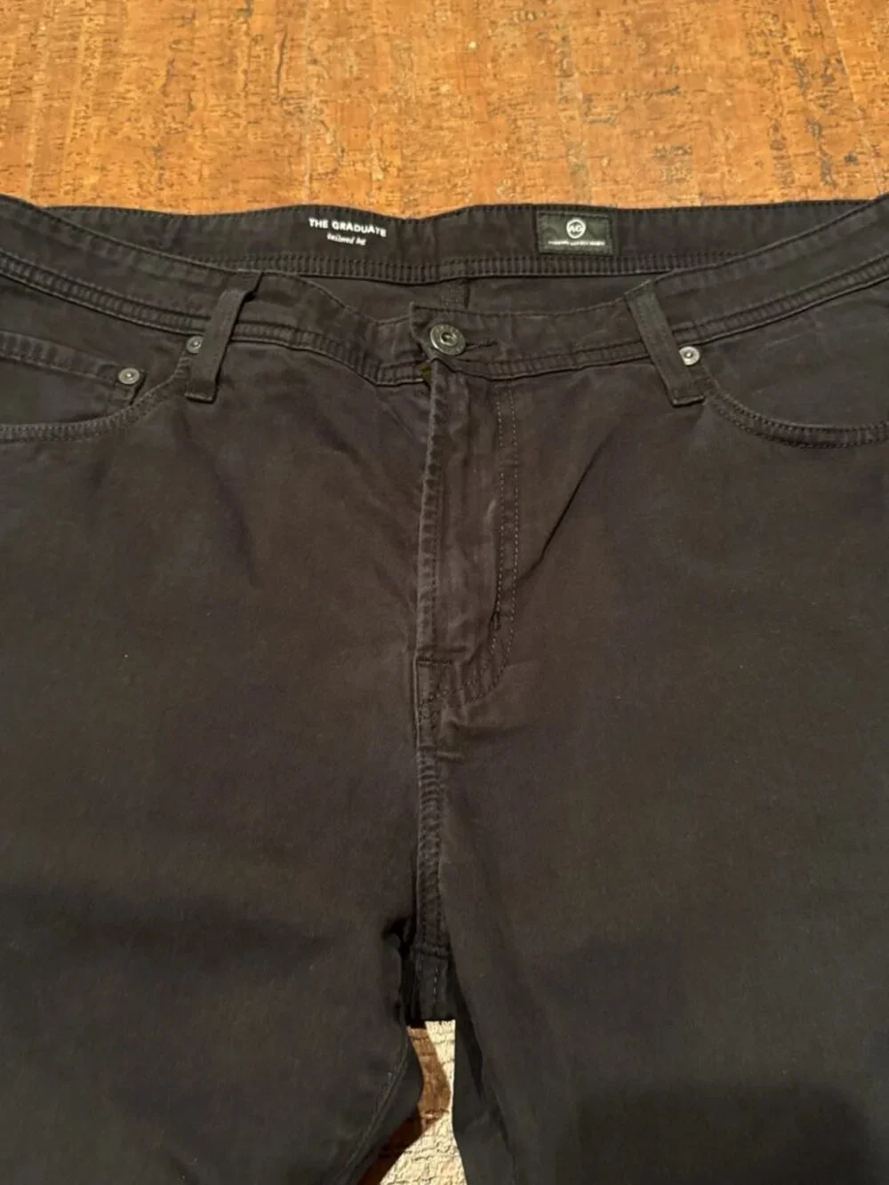 AG Adriano Goldschmied Men’s 38X32 Black Graduate Tailored Slim Straight Pants